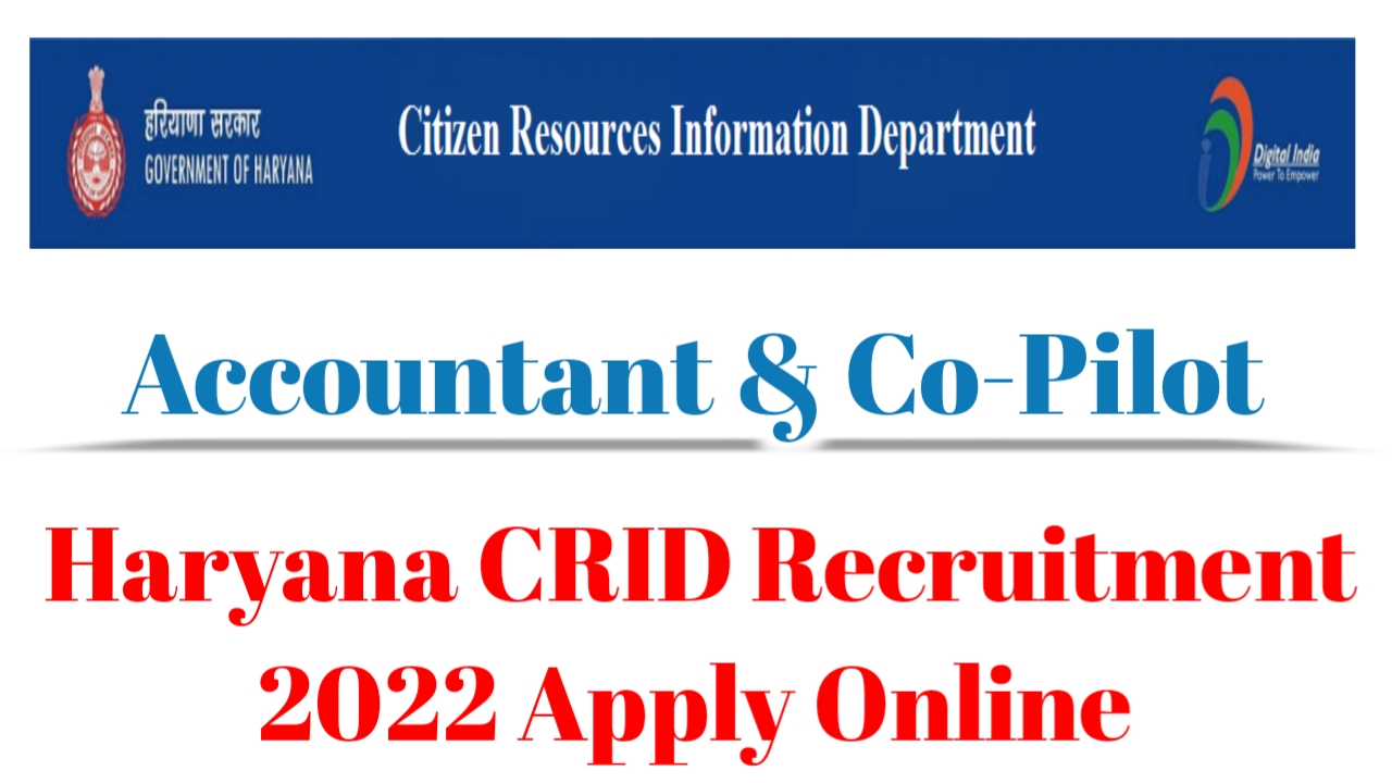 Haryana CRID Recruitment 2022 Apply Online