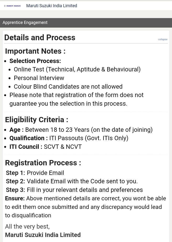 Maruti Suzuki Gurgaon Apprenticeship Vacancy 2022