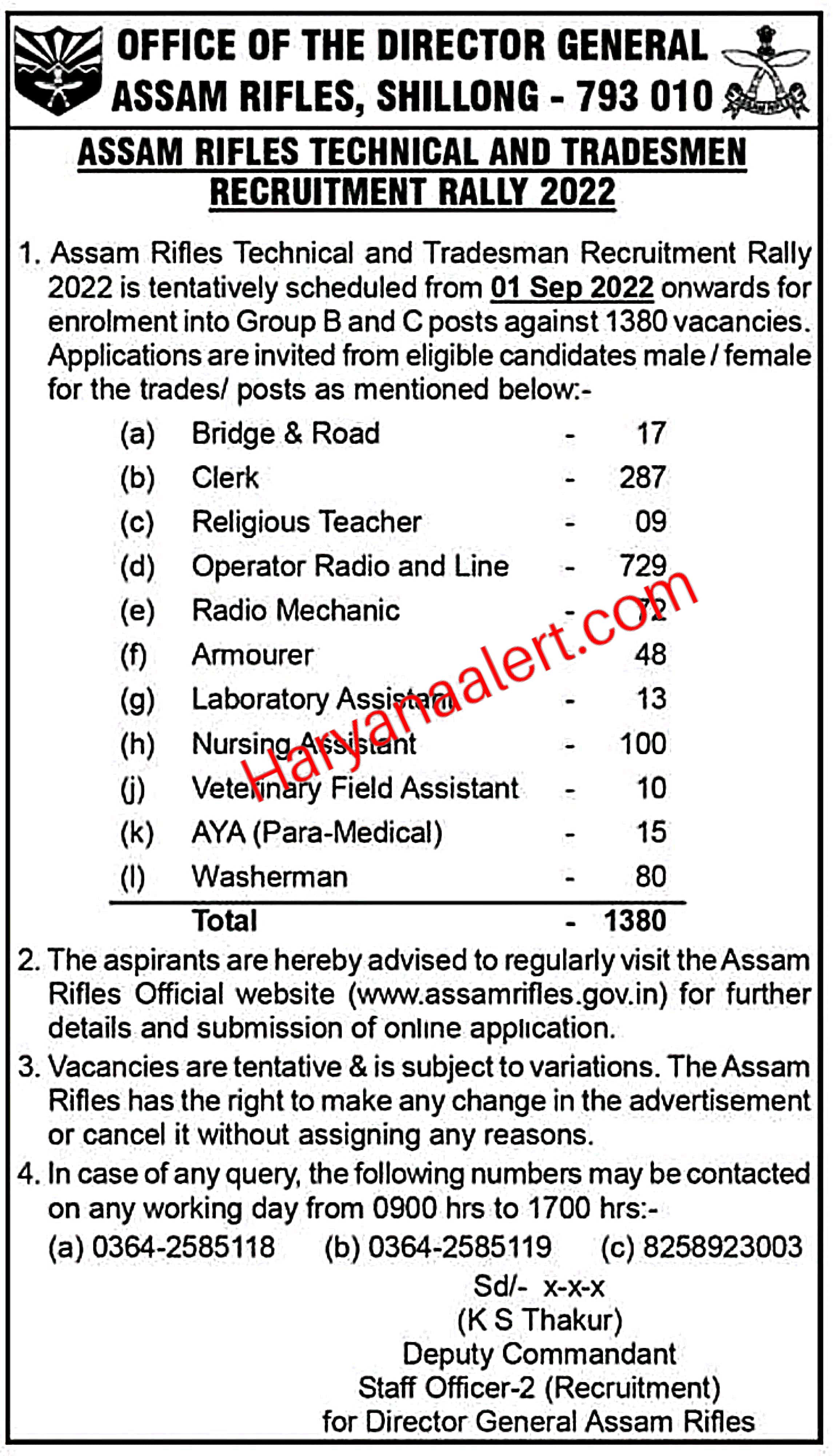 Assam Rifles Technical and Tradesman Vacancy 2022